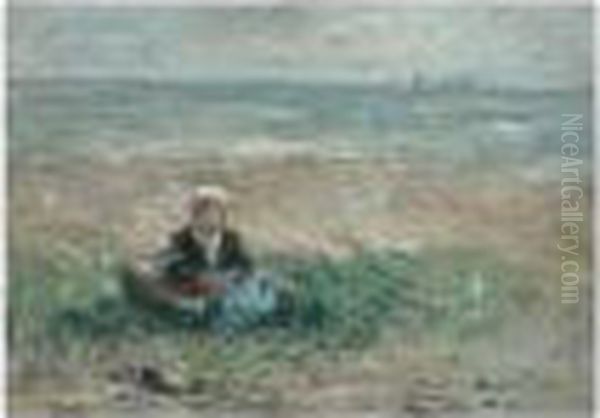 On The Beach Oil Painting by Robert Gemmell Hutchison