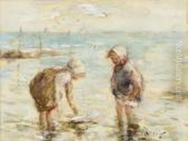 Playmates, Carnoustie Oil Painting by Robert Gemmell Hutchison