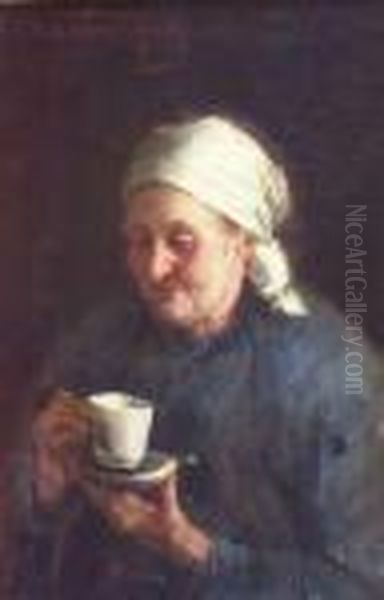 A Cup Of Tea Oil Painting by Robert Gemmell Hutchison