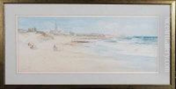 Tynemouth Long Sands Oil Painting by Thomas Swift Hutton