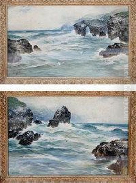 Seascapes On The North Eastern Coast Oil Painting by Thomas Swift Hutton