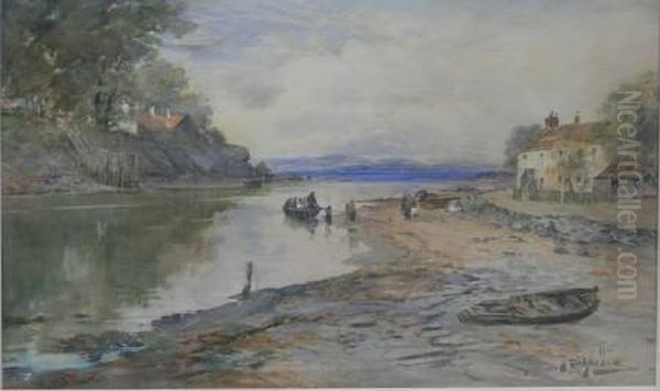 Cramond Ferry Oil Painting by Thomas Swift Hutton