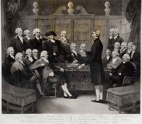 Group Portrait of the President Fellows and Corresponding Members of the Medical Society of London Oil Painting by Medley, Samuel