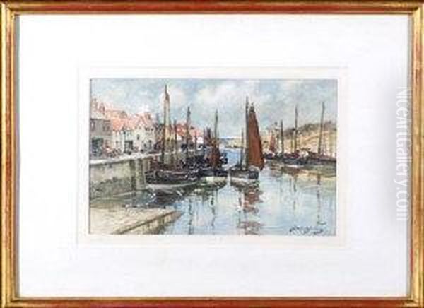 Eyemouth Oil Painting by Thomas Swift Hutton