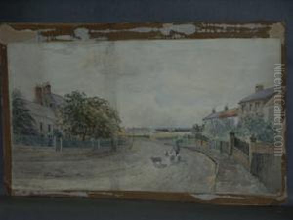 Monkseaton, High Street Oil Painting by Thomas Swift Hutton