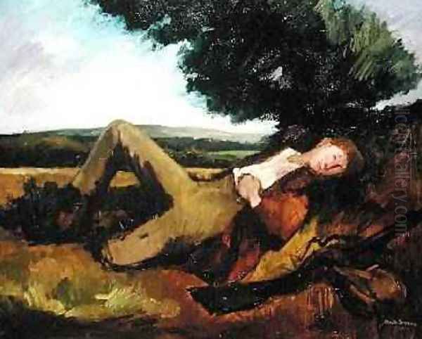 The Hunters Rest or The Sleeping Hunter 1929 Oil Painting by Andre Mare