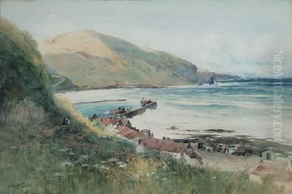 Windy Day At Eyemouth Oil Painting by Thomas Swift Hutton