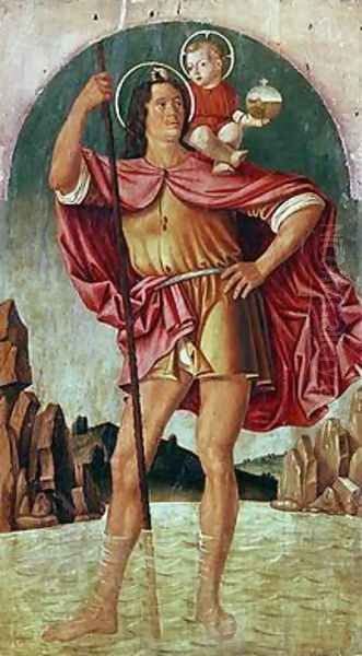 St Christopher Oil Painting by Filippo Mazzola or Mazzuola