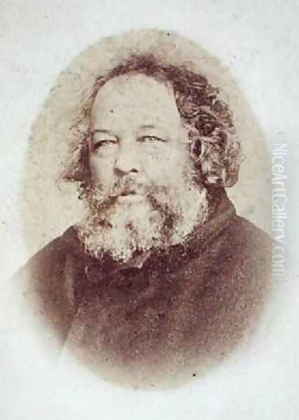 Portrait of Mikhail Alexsandrovich Bakunin 1814-1876 Oil Painting by O. Meistring