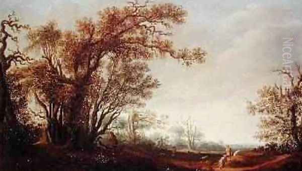 Figures in a Landscape Oil Painting by Jacob van Mosscher