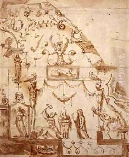 Design for a Grotesque Ceiling Oil Painting by (circle of) Marchetti, Marco (Marco da Faenza)