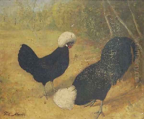 Poland rooster and hen in a landscape Oil Painting by Frits Maris