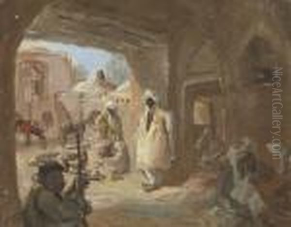 A Caravanserai In Afghanistan Oil Painting by Alexander Evgenievich Yakovlev