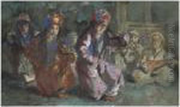 Dancers Of The Mir Of Hounza Oil Painting by Alexander Evgenievich Yakovlev