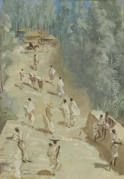 Etude De Villages Ethiopiens, Addis-abeba Oil Painting by Alexander Evgenievich Yakovlev