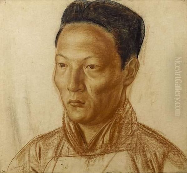 Portrait D'un Asiatique Oil Painting by Alexander Evgenievich Yakovlev