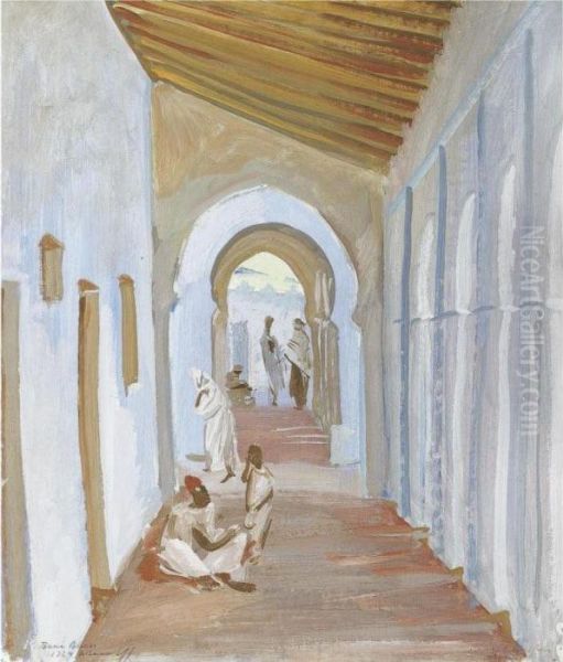 Figures In A Portico, Algeria Oil Painting by Alexander Evgenievich Yakovlev