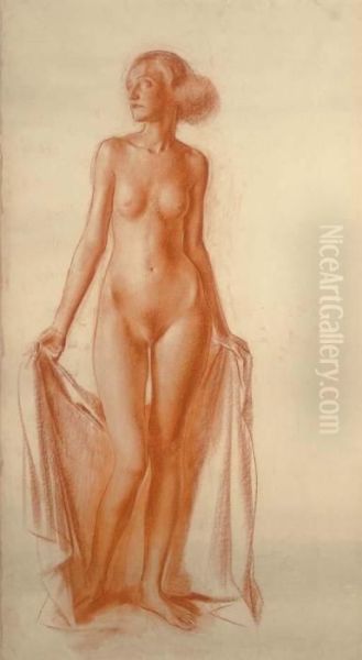 Standing Female Nude Oil Painting by Alexander Evgenievich Yakovlev