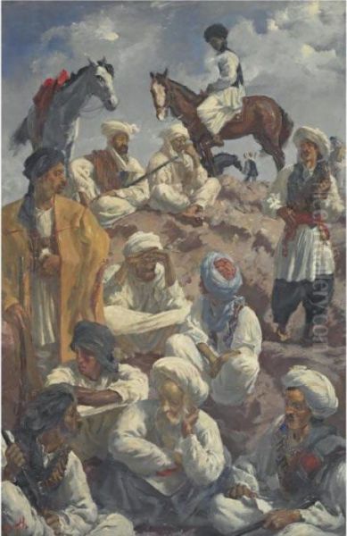 Afghans Oil Painting by Alexander Evgenievich Yakovlev