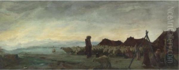 Nomads In The Region Of Meshed, 1932-33 Oil Painting by Alexander Evgenievich Yakovlev