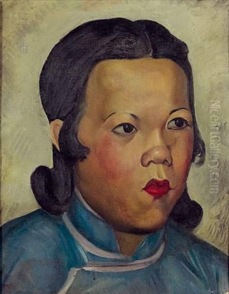 Portrait D'une Jeune Fille Chinoise, Circa 1918 Oil Painting by Alexander Evgenievich Yakovlev