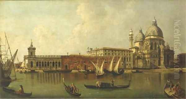 The Grand Canal, Venice, looking South towards Santa Maria della Salute and the Dogana Oil Painting by Michele Marieschi