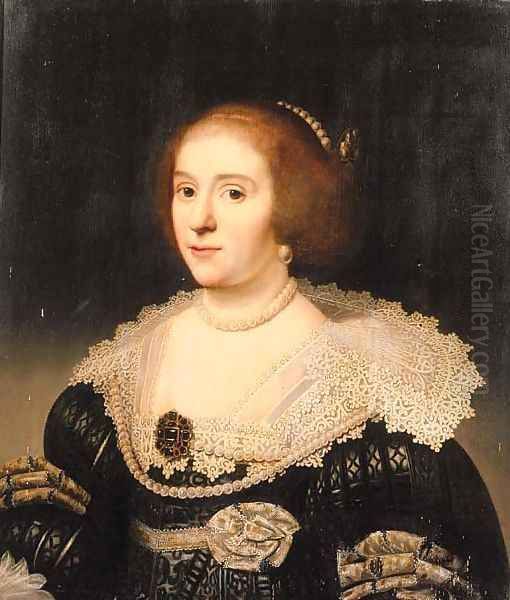 Portrait of Amalia van Solms (1602-1675) Oil Painting by Michiel Jansz. van Miereveld