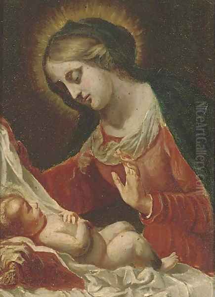 The Madonna of the veil Oil Painting by Onorio Marinari