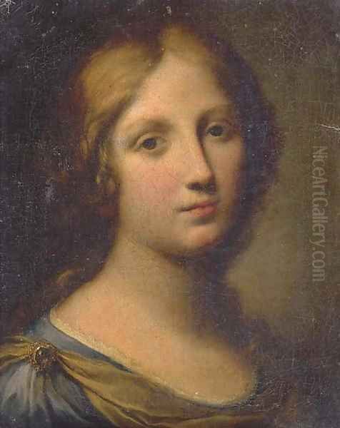 Portrait of a young woman, head and shoulders Oil Painting by Onorio Marinari