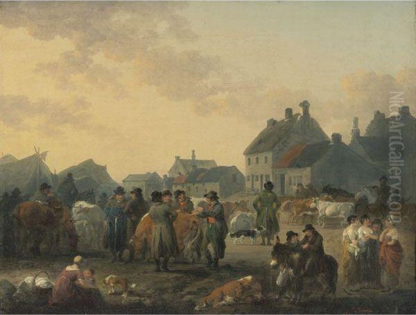 Market Day, Masham Oil Painting by Julius Caesar Ibbetson