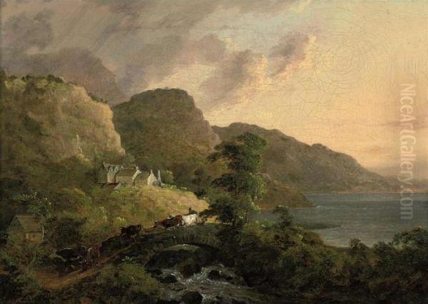 The Three Gables At Windermere Oil Painting by Julius Caesar Ibbetson