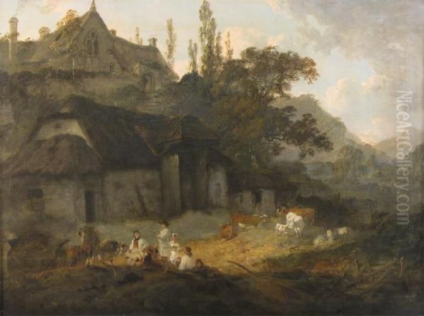 The Farm Oil Painting by Julius Caesar Ibbetson