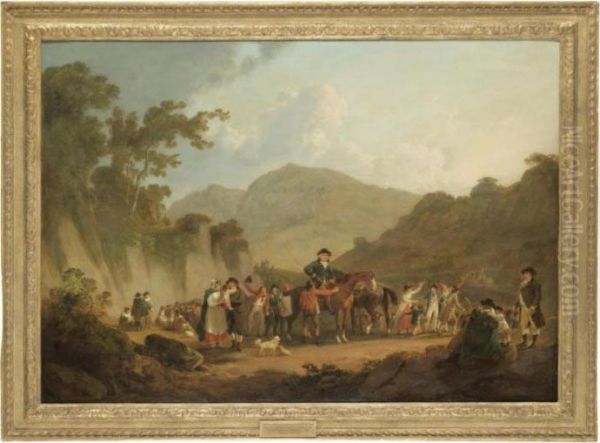 Miners Setting Out From Lord 
Cawdor's Lead Mine In Camarthenshire To Encounter The French Banditti At
 Fishguard Oil Painting by Julius Caesar Ibbetson