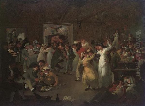 Sailors Carousing In The Long Room At Portsmouth Oil Painting by Julius Caesar Ibbetson