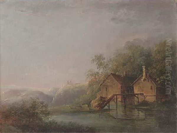 The Old Mill Oil Painting by Julius Caesar Ibbetson