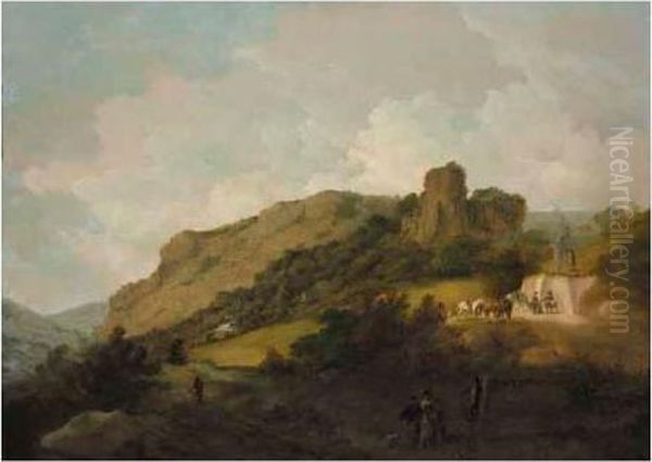 The Ruins Of Castell Coch Near Cardiff Oil Painting by Julius Caesar Ibbetson