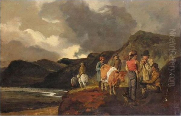 The Mountain Pass Oil Painting by Julius Caesar Ibbetson