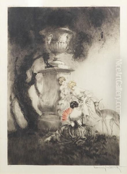 'the Tame Deer' Oil Painting by Louis Icart