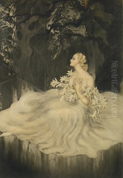 Lilies Oil Painting by Louis Icart