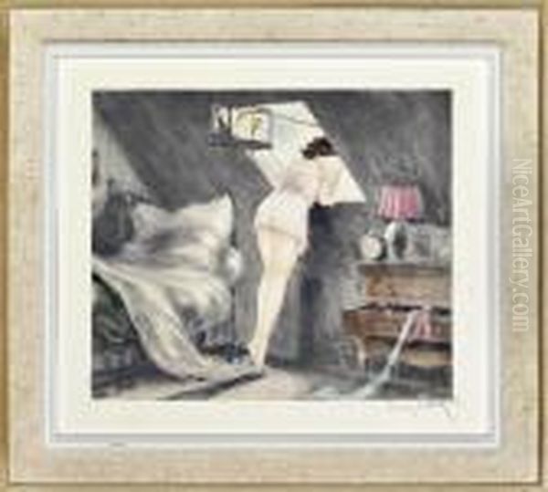 'attic Room' (sous Le Toit) Oil Painting by Louis Icart