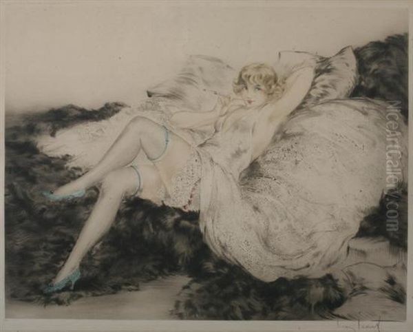 White Underwear Oil Painting by Louis Icart