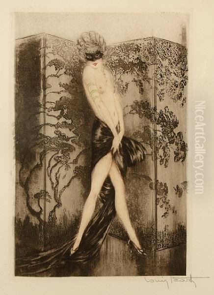 Masked Oil Painting by Louis Icart