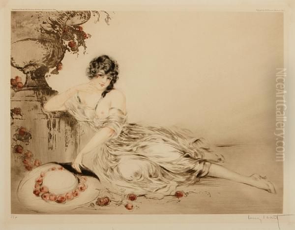 At The Urn Oil Painting by Louis Icart