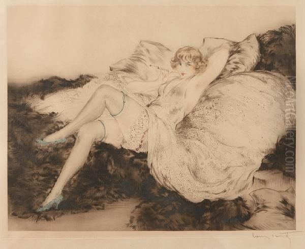 White Underwear Oil Painting by Louis Icart