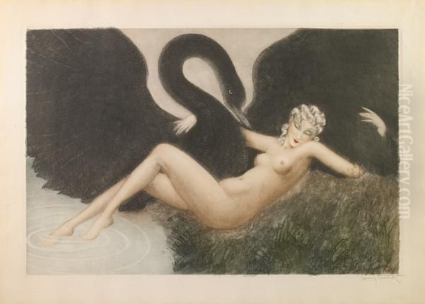 Leda And The Swan Oil Painting by Louis Icart