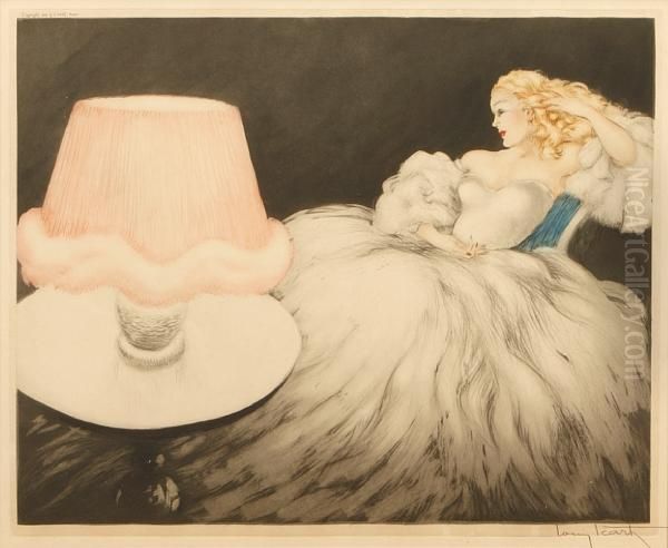 Lampshade Oil Painting by Louis Icart