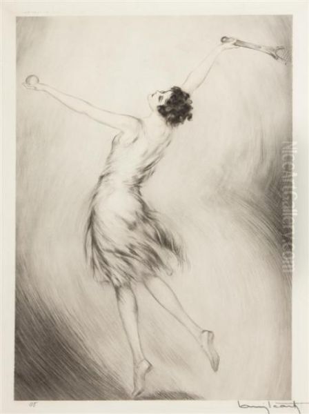 Tennis Oil Painting by Louis Icart