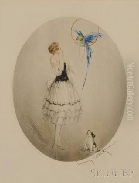 Perroquet Bleu Oil Painting by Louis Icart