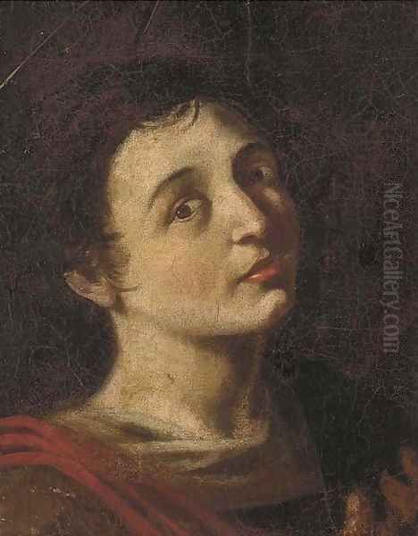 Head of a Saint Oil Painting by Bartolomeo Manfredi