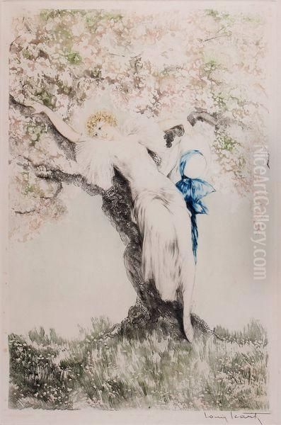 dame A L Arbre Oil Painting by Louis Icart